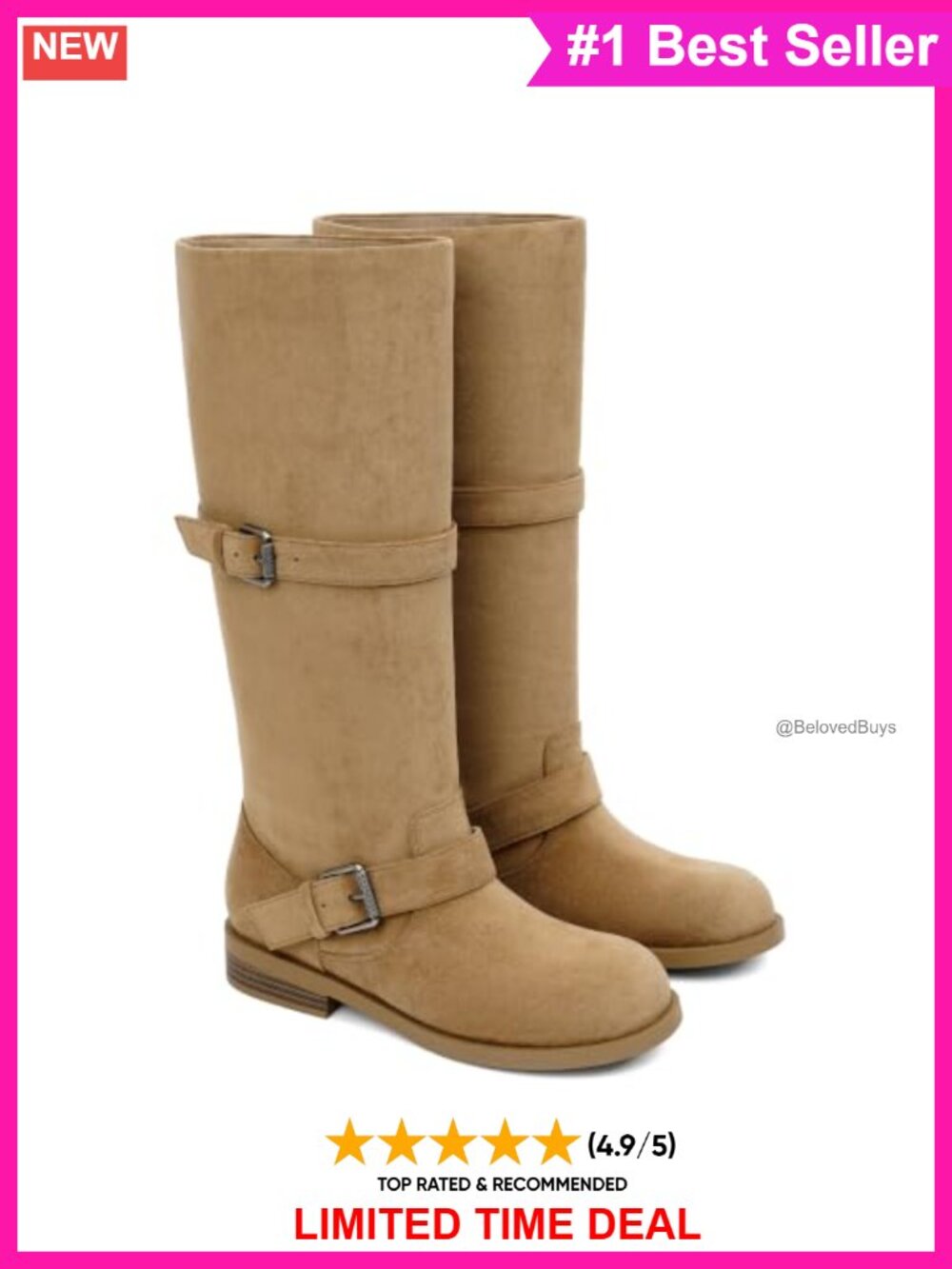 Faux Suede Knee High Boots Womens Flat Riding Tall Boots